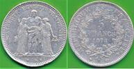 5 Francs 1873 A Frankreich Münze Silber Paris: A  Herkulesgruppe  3. Republik (1871-1940) ss , randfehler