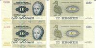 Dänemark 10 Kroner Banknote Geldschein 2 Stück 10 Kroner (II-, II- kleiner Riss) ( Lot -