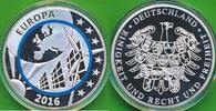Europa Moderne Medaille Silber Blauer Ring, erneuerbare Energien in Europa 333/1000 Silber, mit Zertifikat -
