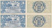 Dänemark 5 Kroner 2x folgende Nummern , 2 Scheine, Seriendruck -