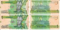 Turkmenistan 1 Manat Banknote Geldschein 1x1 Manat (2009), 1x50 Manat (2012) LOT -