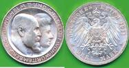 Deutschland Deutsches Reich 3 Mark Württemberg, Wilhelm II. 1891-1918 zuzr Silbernen Hochzeit -