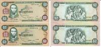 Jamaica 2 Dollars Banknote Geldscheine 2 Dollars (1989) und (1993) beide unc 2 Scheine -