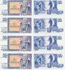 Island 10 Kronur 4x folgende Nummern , 4 Scheine -