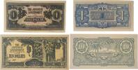 Malaysia, unter japanischer Besatzung 1 Dollar,10 Dollars Banknoten 2 Stück Lot, Japanese Occupation -