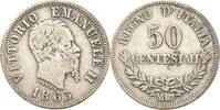 50 Centesimi 1863 M BN Italien Münze Mailand sehr schön