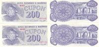 Moldavien Moldova 2x 200 Cupon 2 folgende Serien Nummern KN -