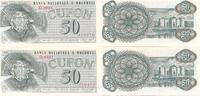 Moldavien Moldova 2x 50 Cupon 2 folgende Serien Nummern KN -