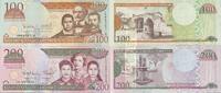 Dominikanische Republik 100, 200 Pesos Banknote -
