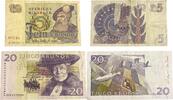 Sweden,Schweden 5,20 Kronor Banknoten 2 Stück Lot, Sveriges Riksbank -
