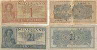 Niederlande 1, 2 ½ Gulden 2 Banknoten -