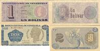 Venezuela 1 Bolivar, 2 Bolivares Banknoten 2 Stück Lot -
