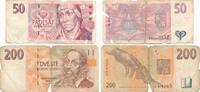 Tschechien 50 und 200 Korun 2x Geldschein -
