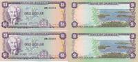 Jamaica 2x 1 Dollar Banknote, 2 Stück, folgender Seriennummer -