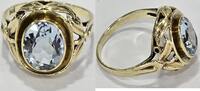 Goldschmuck Gelbgold 14K 585 er Gold Ring mit Blautopas Topasring Goldring -