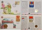 Mongolei, Sowjetunion 50 Menge, 3 Kopeken Münze und Briefmarke Numisbrief, 2 Stück lot -
