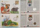 Burundi, Malawi 5 Francs, 10 Tambala Münze und Briefmarke Numisbrief, 2 Stück lot -