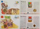 Mali, Kongo 25 Francs, 5 Francs Münze und Briefmarke Numisbrief, 2 Stück lot -