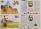 Gabun, Äquatorialguinea 25 Francs, 10 Francs Münze und Briefmarke Numisbrief, 2 Stück lot -
