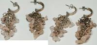 Silberschmuck 925er Silber Chandelier-Trauben-Ohrringe / Klarquarz/ Rosenquarz -
