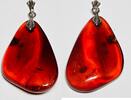 Silberschmuck 835er Silber Eleganter ovaler glänzender Kirsch Bernstein Anhänger -