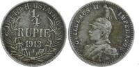 Deutsch Ostafrika, 1/4 Rupie, 1913, Wilhelm II., *500* vz 45,00 EUR  Excl. 8,50 EUR Verzending