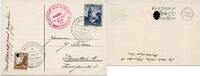 Briefmarken Zeppelin 1938 Dt. Reich PK Fahrt ins Sudetenland MiF FFM Wuppertal Si 456 / -