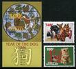 Briefmarken Niederländische Antillen 2006 Jahr des Hundes Dogs 1422-1423 Block 66 MNH -