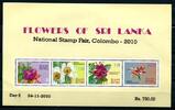 Briefmarken Sri Lanka Block 18 I Blumen Aufdruck Ausstellung in Colombo Postfrisch MNH -