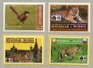 Briefmarken Myanmar Burma 2022 Tiger Vogel Naturschutz Tierschutz Bird Nature 537-540 MNH -