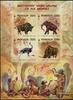 Briefmarken Mongolei 2023 Eiszeit Tiere Vogel Höhlenmenschen Block Ungezähnt Imperf MNH -