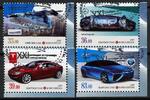 Briefmarken Kirgisien Kyrgyzstan Autos Automobile der Zukunft Mercedes Tesla Gestempelt -