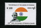 Briefmarken Myanmar Burma Mahatma Gandhi Flagge Politik Indien Unabhängigkeit 494 MNH -