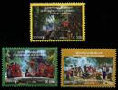 Briefmarken Myanmar Burma 2019 Unabhängigkeit Folklore Trachten Musik Tempel 463-465 MNH -