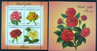 Briefmarken Aserbaidschan Azerbaijan 2014 Rosen Roses Blumen Flowers 1055-58 Block MNH -