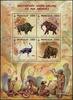 Briefmarken Mongolei 2023 Eiszeit Tiere Vogel Höhlenmenschen Ice Age Animals Bird Block MNH -