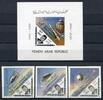 Briefmarken Space Raumfahrt Yemen Jemen Kennedy 332-4 B + Block 21 Imperf MNH RAR / 14 -