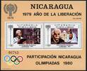 Briefmarken Nicaragua 1980 Albert Einstein Mahatma Gandhi Olympiade Block 113 MNH / -