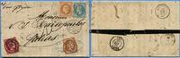 Briefmarken Frankreich Nachporto-Brief Marseille Patras Griechenland Hermes-Köpfe / 16 -