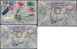 Briefmarken  Zeppelin 1932 Italien 6. SAF Reko-Brief Argentinien Tschechoslowakei Si 177/2035