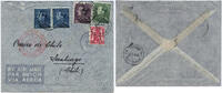 Briefmarken Katapult 1937 Belgien Brief Antwerpen Santiago de Chile Catapult H 551 b / -