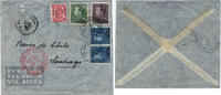 Briefmarken Katapult 1937 Belgien Brief Antwerpen Santiago de Chile Catapult H 557 / -