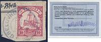 Briefmarken Togo Michel 9 Kaiseryacht ° Agbeluvhoe 4/7/14 Briefstück Befund BPP / 62 -