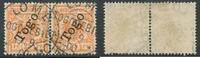 Briefmarken 1897 Krone Togo Krone/Adler 25 Pf 5 b Paar ° Lome 19/9/00 Luxus Jäschke-Lantelme BPP/5 -