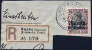 Briefmarken DP Marokko Michel 53   Mogador 30/9/11 Type 2 Luxus Reko-Briefstück / 81  1911 