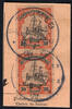 Briefmarken 1908 DSWA Michel 16 Paar ° Tsumeb 15/1/08 Kabinett Briefstück/Postanweisung/ 171