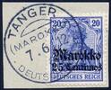 Briefmarken 1912 DP Marokko Michel 49 ° Tanger a 7/6/12 Type 7 Luxus Briefstück / 101