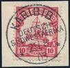 Briefmarken DSWA Michel 13 ° Karibib 25/8/03 Briefstück Luxus / 98 -