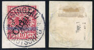 Briefmarken Kiautschou Michel 1 II Type 1 ° Briefstück LUXUS Geprüft Jäschke-L. BPP/110 -