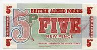 Großbritannien, 5 New Pence British Armed Forces, Geldschein -